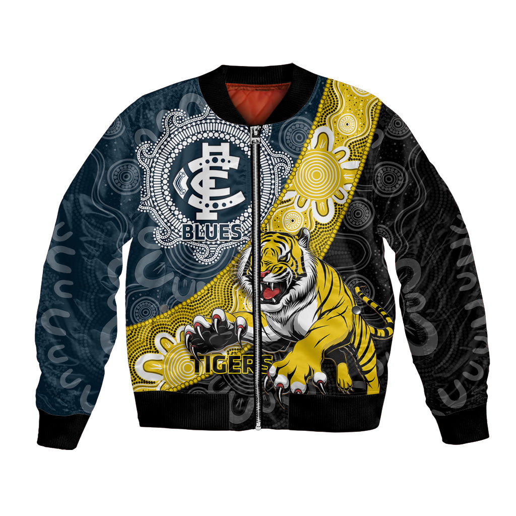Personalised Richmond And Carlton Football Bomber Jacket Tigers BluesTogether Aboriginal Art