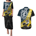 Personalised Richmond And Carlton Football Couples Matching Puletasi and Hawaiian Shirt Tigers BluesTogether Aboriginal Art