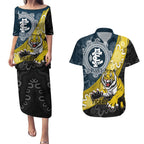 Personalised Richmond And Carlton Football Couples Matching Puletasi and Hawaiian Shirt Tigers BluesTogether Aboriginal Art