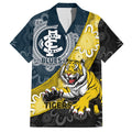 Personalised Richmond And Carlton Football Family Matching Long Sleeve Bodycon Dress and Hawaiian Shirt Tigers BluesTogether Aboriginal Art