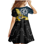 Personalised Richmond And Carlton Football Family Matching Mermaid Dress and Hawaiian Shirt Tigers BluesTogether Aboriginal Art