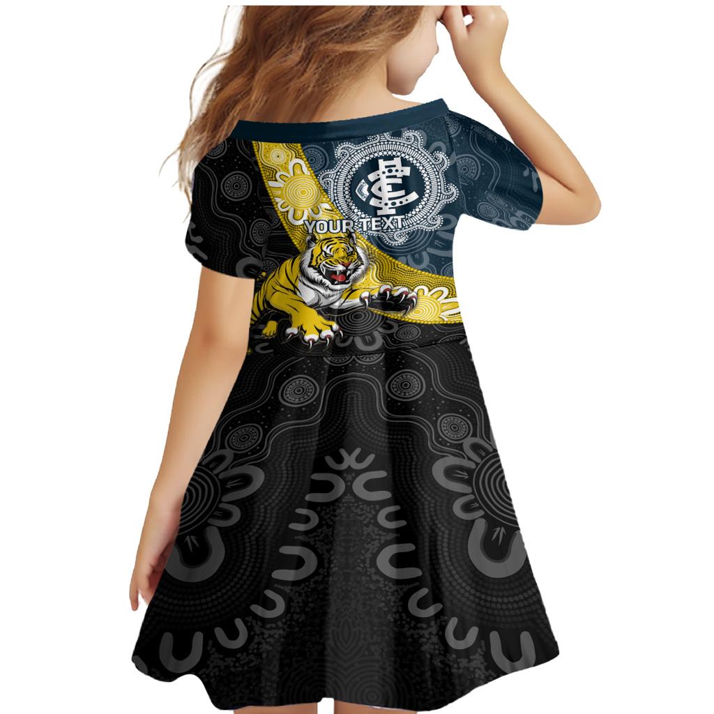Personalised Richmond And Carlton Football Family Matching Mermaid Dress and Hawaiian Shirt Tigers BluesTogether Aboriginal Art