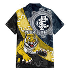 Personalised Richmond And Carlton Football Family Matching Mermaid Dress and Hawaiian Shirt Tigers BluesTogether Aboriginal Art