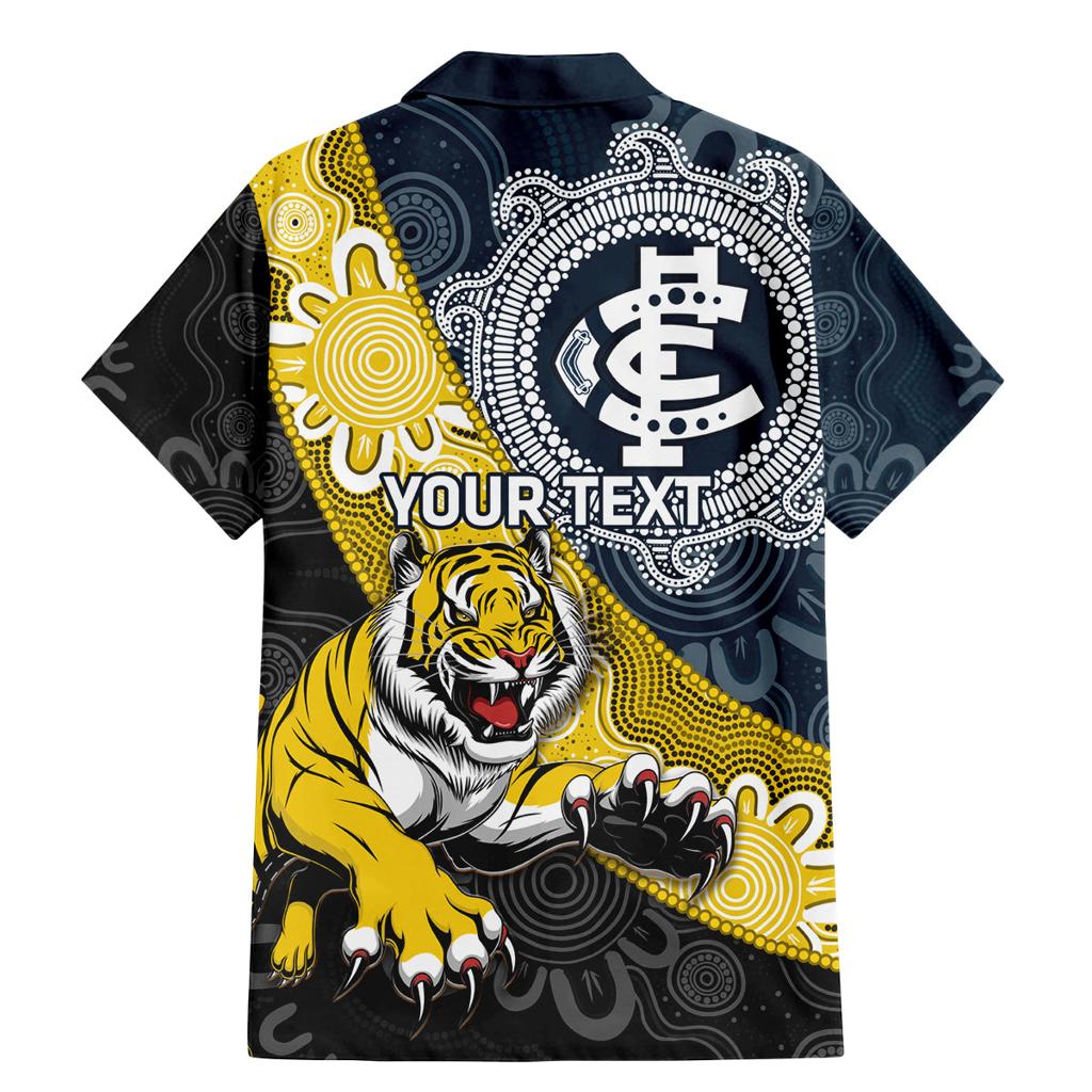 Personalised Richmond And Carlton Football Family Matching Mermaid Dress and Hawaiian Shirt Tigers BluesTogether Aboriginal Art