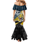 Personalised Richmond And Carlton Football Family Matching Mermaid Dress and Hawaiian Shirt Tigers BluesTogether Aboriginal Art