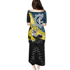 Personalised Richmond And Carlton Football Family Matching Puletasi and Hawaiian Shirt Tigers BluesTogether Aboriginal Art