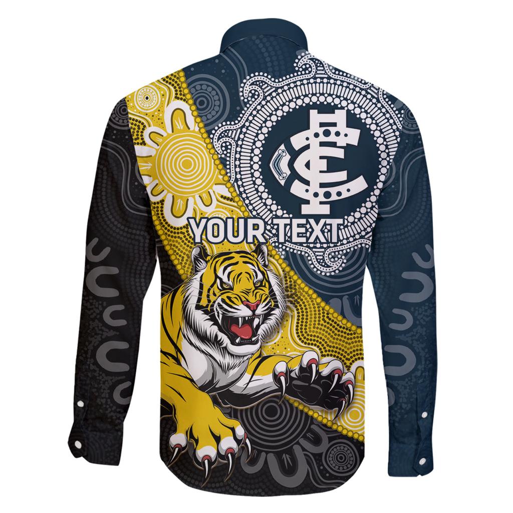 Personalised Richmond And Carlton Football Family Matching Summer Maxi Dress and Hawaiian Shirt Tigers BluesTogether Aboriginal Art