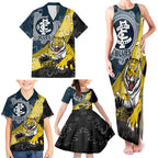 Personalised Richmond And Carlton Football Family Matching Tank Maxi Dress and Hawaiian Shirt Tigers BluesTogether Aboriginal Art