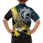 Personalised Richmond And Carlton Football Family Matching Tank Maxi Dress and Hawaiian Shirt Tigers BluesTogether Aboriginal Art