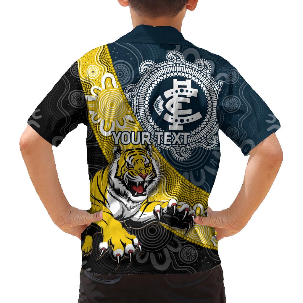 Personalised Richmond And Carlton Football Family Matching Tank Maxi Dress and Hawaiian Shirt Tigers BluesTogether Aboriginal Art