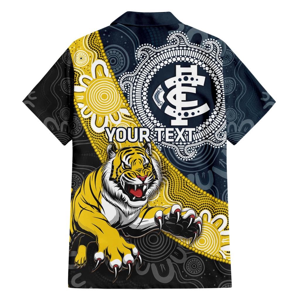 Personalised Richmond And Carlton Football Family Matching Tank Maxi Dress and Hawaiian Shirt Tigers BluesTogether Aboriginal Art
