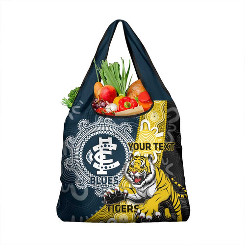 Personalised Richmond And Carlton Football Grocery Bag Tigers BluesTogether Aboriginal Art