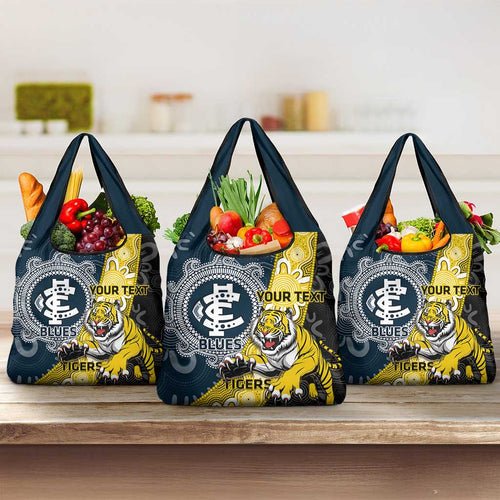 Personalised Richmond And Carlton Football Grocery Bag Tigers BluesTogether Aboriginal Art