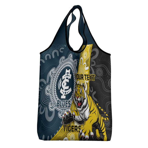 Personalised Richmond And Carlton Football Grocery Bag Tigers BluesTogether Aboriginal Art