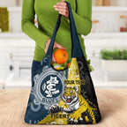 Personalised Richmond And Carlton Football Grocery Bag Tigers BluesTogether Aboriginal Art