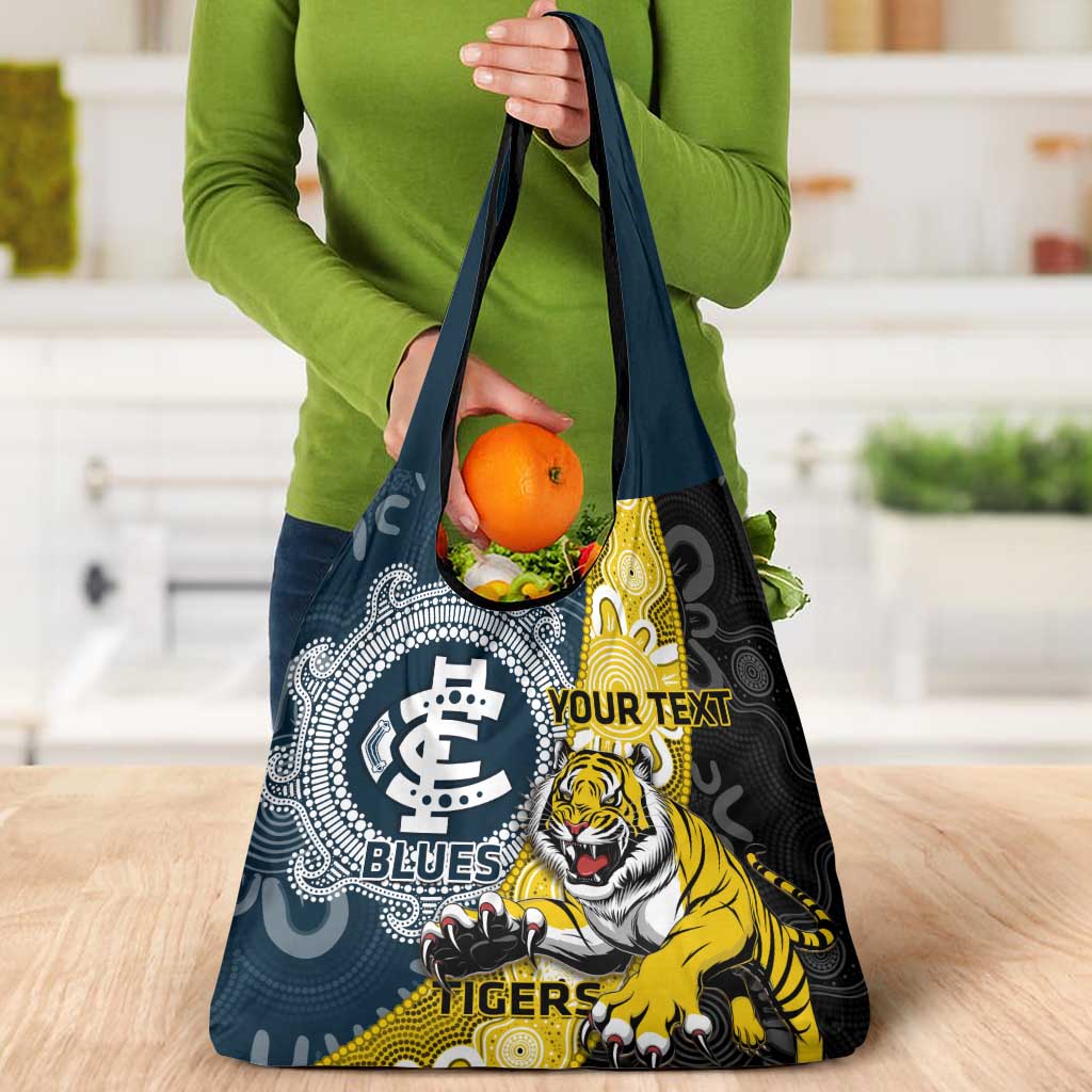 Personalised Richmond And Carlton Football Grocery Bag Tigers BluesTogether Aboriginal Art
