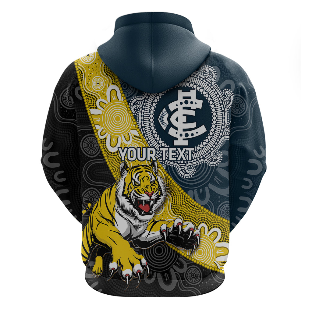 Personalised Richmond And Carlton Football Hoodie Tigers BluesTogether Aboriginal Art