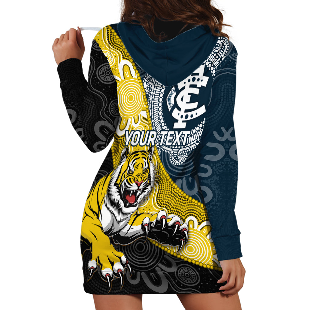 Personalised Richmond And Carlton Football Hoodie Dress Tigers BluesTogether Aboriginal Art