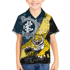 Personalised Richmond And Carlton Football Kid Hawaiian Shirt Tigers BluesTogether Aboriginal Art