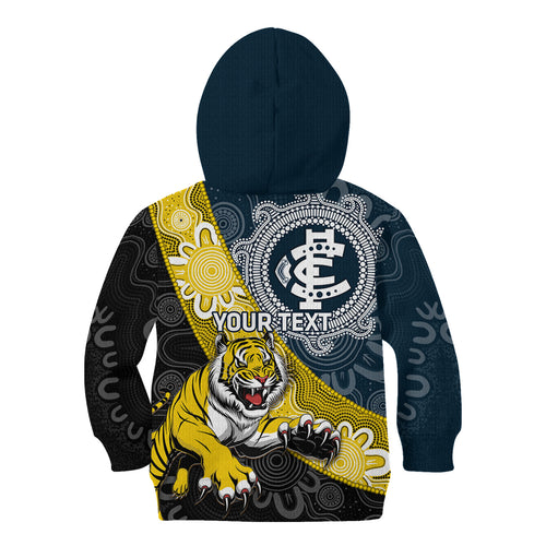 Personalised Richmond And Carlton Football Kid Hoodie Tigers BluesTogether Aboriginal Art