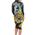 Personalised Richmond And Carlton Football Long Sleeve Bodycon Dress Tigers BluesTogether Aboriginal Art
