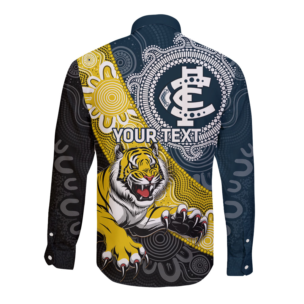 Personalised Richmond And Carlton Football Long Sleeve Button Shirt Tigers BluesTogether Aboriginal Art