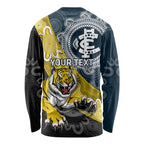 Personalised Richmond And Carlton Football Long Sleeve Shirt Tigers BluesTogether Aboriginal Art