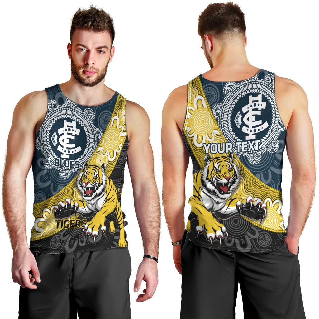 Personalised Richmond And Carlton Football Men Tank Top Tigers BluesTogether Aboriginal Art