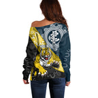 Personalised Richmond And Carlton Football Off Shoulder Sweater Tigers BluesTogether Aboriginal Art