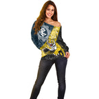 Personalised Richmond And Carlton Football Off Shoulder Sweater Tigers BluesTogether Aboriginal Art