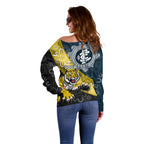 Personalised Richmond And Carlton Football Off Shoulder Sweater Tigers BluesTogether Aboriginal Art