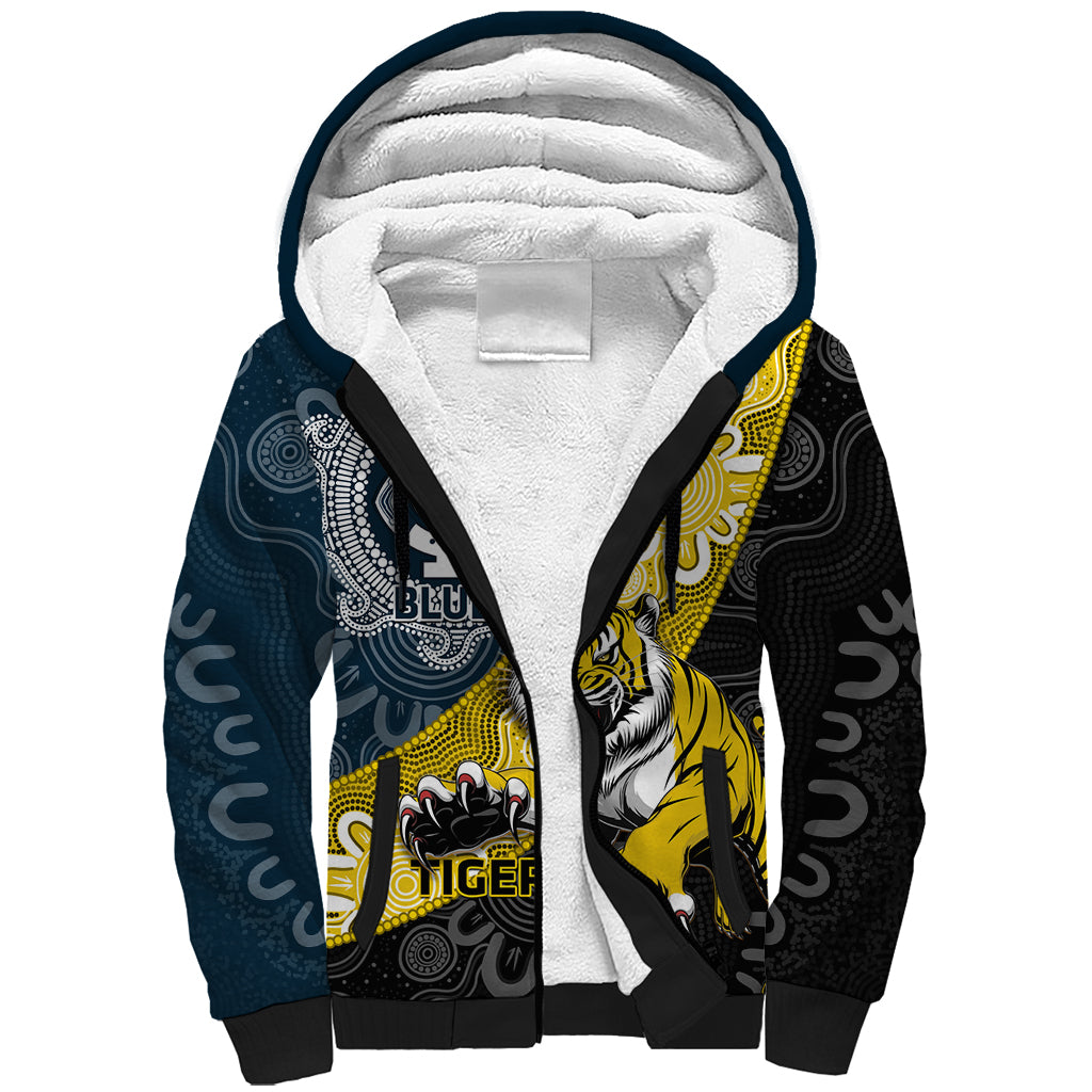 Personalised Richmond And Carlton Football Sherpa Hoodie Tigers BluesTogether Aboriginal Art