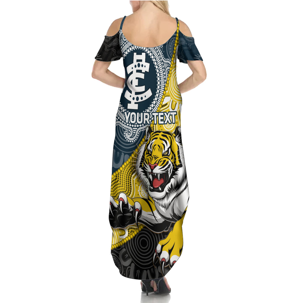 Personalised Richmond And Carlton Football Summer Maxi Dress Tigers BluesTogether Aboriginal Art