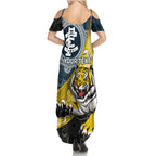Personalised Richmond And Carlton Football Summer Maxi Dress Tigers BluesTogether Aboriginal Art
