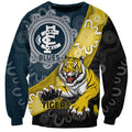 Personalised Richmond And Carlton Football Sweatshirt Tigers BluesTogether Aboriginal Art