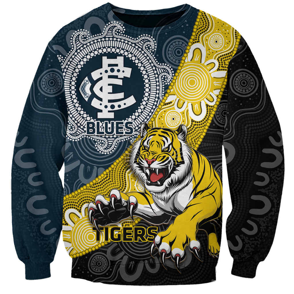 Personalised Richmond And Carlton Football Sweatshirt Tigers BluesTogether Aboriginal Art