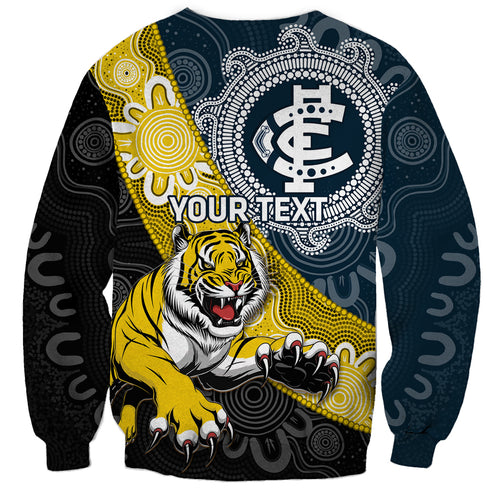 Personalised Richmond And Carlton Football Sweatshirt Tigers BluesTogether Aboriginal Art