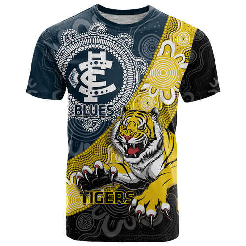Personalised Richmond And Carlton Football T Shirt Tigers BluesTogether Aboriginal Art