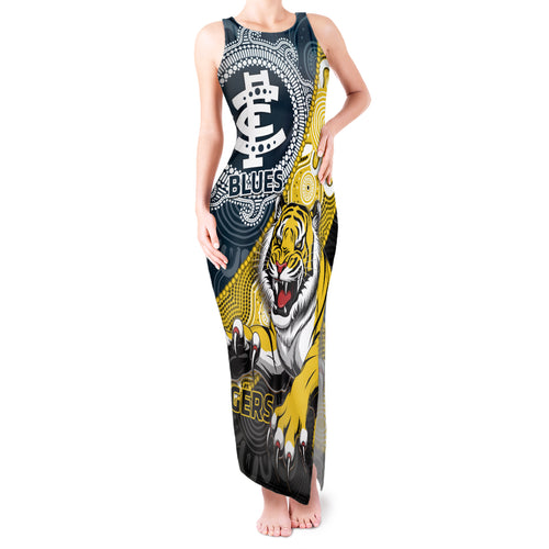 Personalised Richmond And Carlton Football Tank Maxi Dress Tigers BluesTogether Aboriginal Art