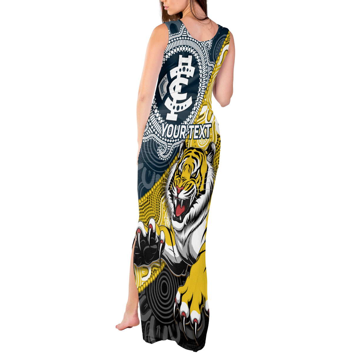 Personalised Richmond And Carlton Football Tank Maxi Dress Tigers BluesTogether Aboriginal Art