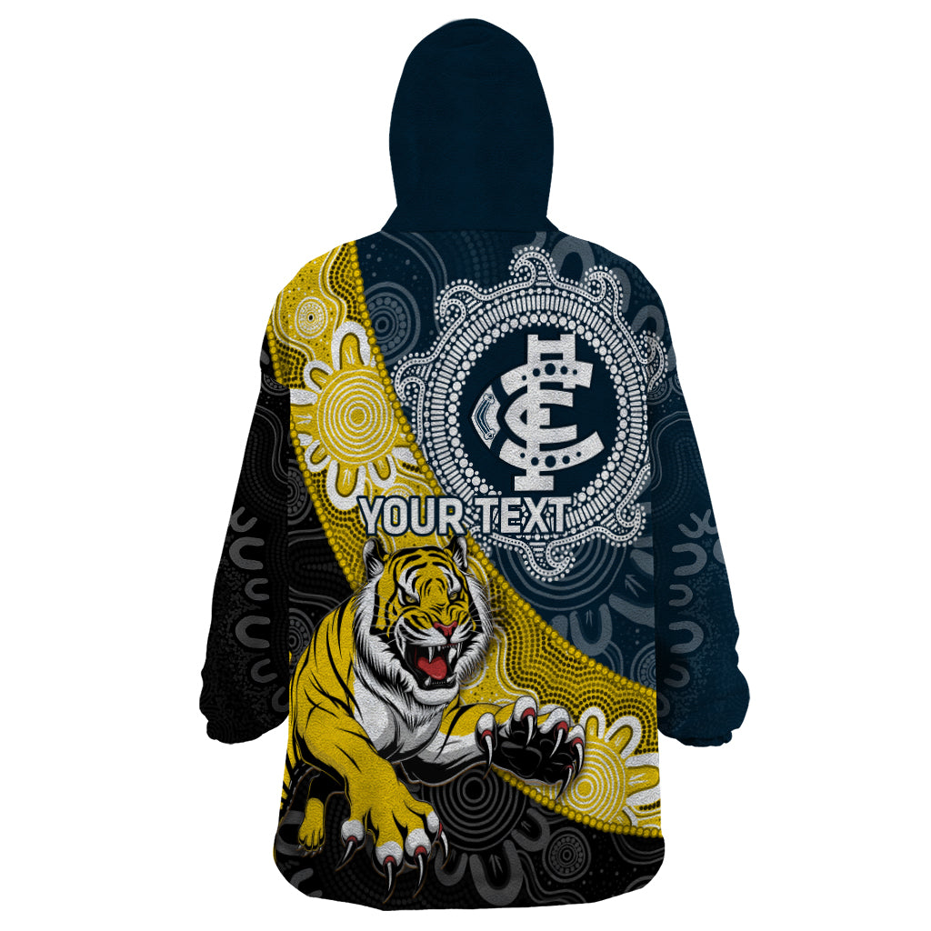 Personalised Richmond And Carlton Football Wearable Blanket Hoodie Tigers BluesTogether Aboriginal Art