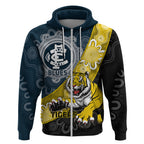 Personalised Richmond And Carlton Football Zip Hoodie Tigers BluesTogether Aboriginal Art