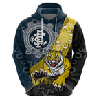 Personalised Richmond And Carlton Football Zip Hoodie Tigers BluesTogether Aboriginal Art