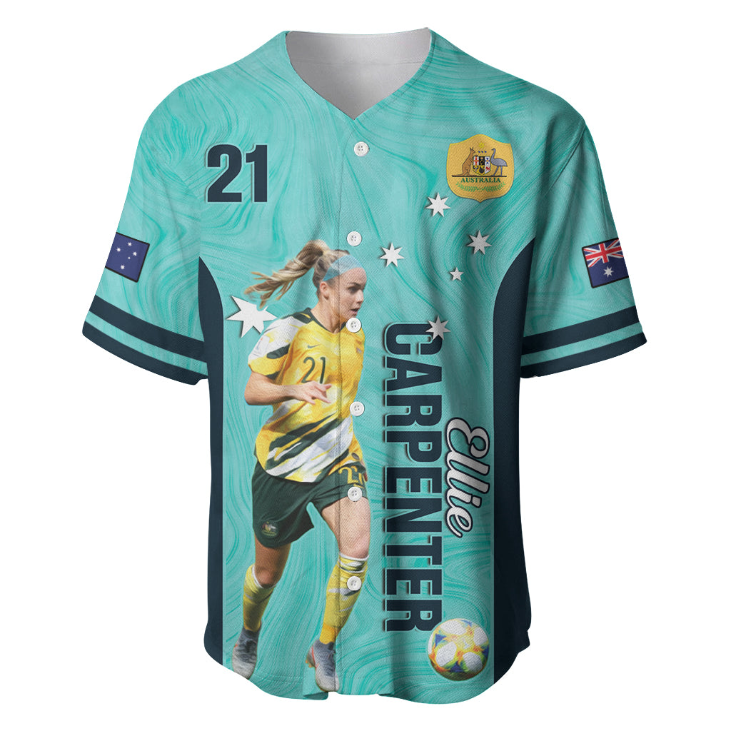 Australia Soccer Baseball Jersey Ellie Carpenter Matildas - Turquoise