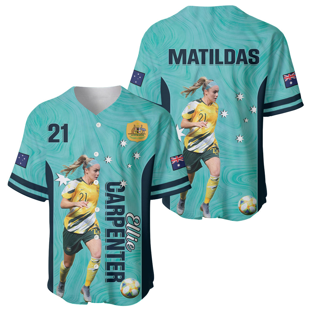Australia Soccer Baseball Jersey Ellie Carpenter Matildas - Turquoise