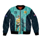 Australia Soccer Bomber Jacket Ellie Carpenter Matildas - Turquoise