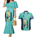Australia Soccer Couples Matching Mermaid Dress and Hawaiian Shirt Ellie Carpenter Matildas - Turquoise