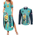 Australia Soccer Couples Matching Summer Maxi Dress and Long Sleeve Button Shirt Ellie Carpenter Matildas - Turquoise