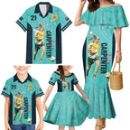 Australia Soccer Family Matching Mermaid Dress and Hawaiian Shirt Ellie Carpenter Matildas - Turquoise