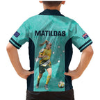 Australia Soccer Family Matching Mermaid Dress and Hawaiian Shirt Ellie Carpenter Matildas - Turquoise